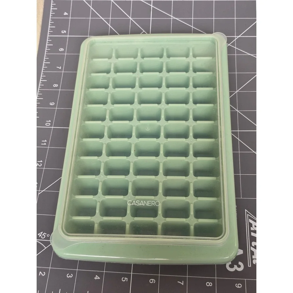 Casanero Silicone Ice Cube Tray with Lid Sage Green 36 Cube Small Square Mold